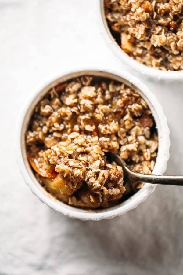 Single serving apple crisp.